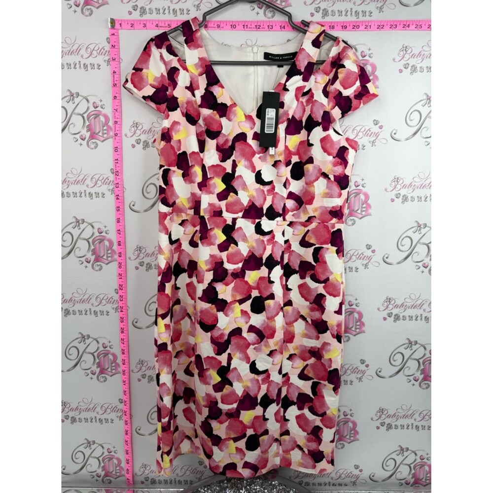 Willow and thread dress flower, Multicolor Pink & Yellow Floral Sheath Dress